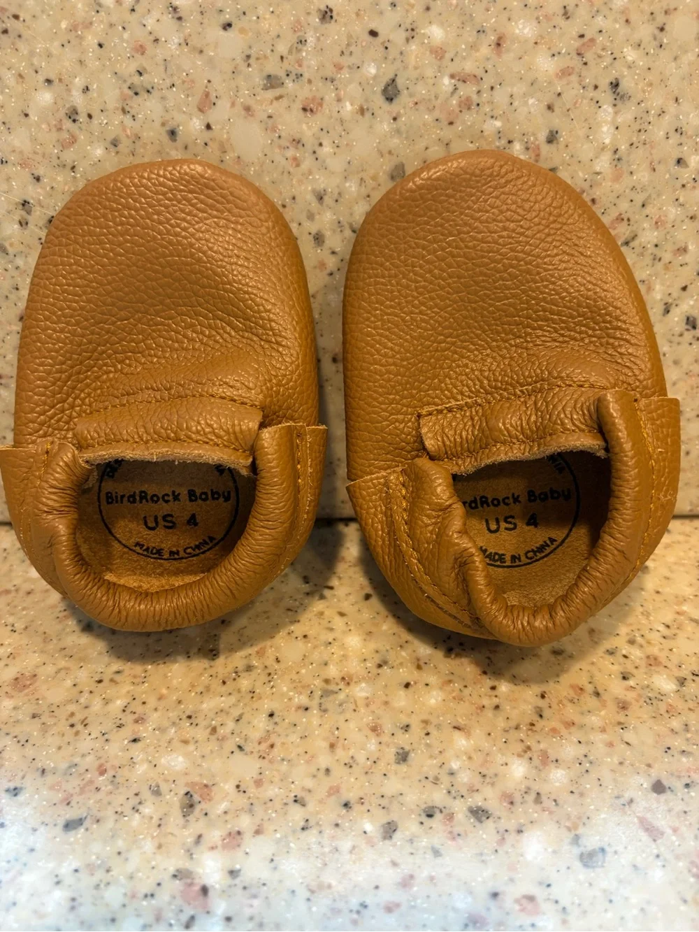 Bird Rock Baby Gingersnap Leather Fringeless Moccasins for Babies, Size 4